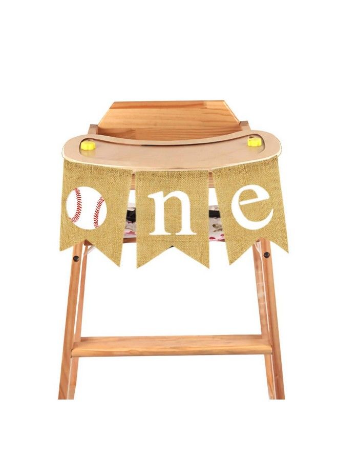Rainlemon Jute Burlap Baseball One Banner Rustic Boy Girl 1St Birthday Party Highchair Decoraiton - Image 5