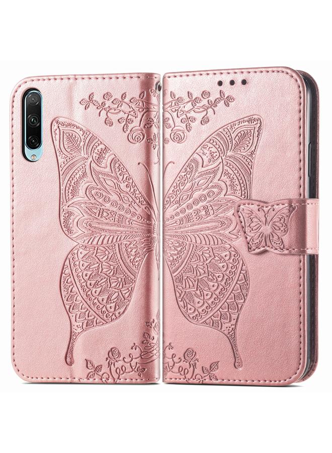 اس-توب جراب هاتف Honor 30i من الجلد المنقوش بنقشة زهور الحب والفراشات - Image 2