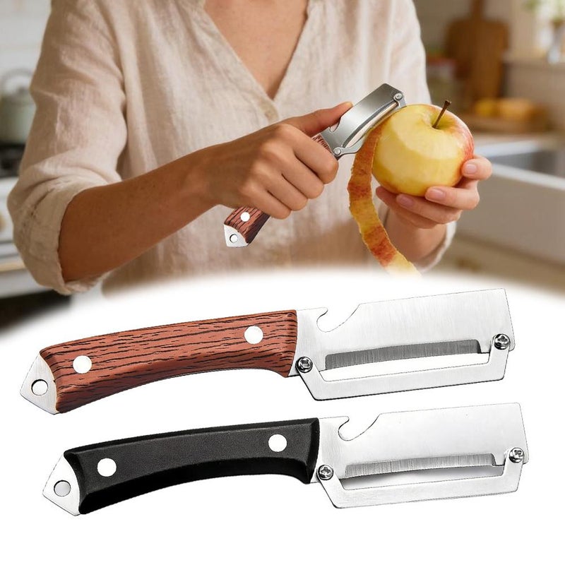 Plastic multi-functional peeler, kitchen-grade, solid wood handle, peeler for household use, specifically for peeling lettuce and pumpkin. - Image 5