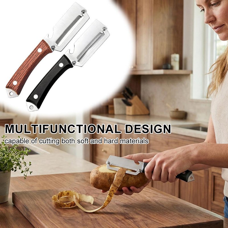 Plastic multi-functional peeler, kitchen-grade, solid wood handle, peeler for household use, specifically for peeling lettuce and pumpkin. - Image 2