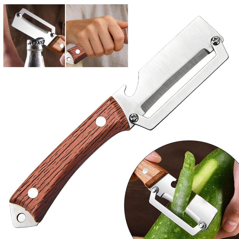 Plastic multi-functional peeler, kitchen-grade, solid wood handle, peeler for household use, specifically for peeling lettuce and pumpkin. - Image 4