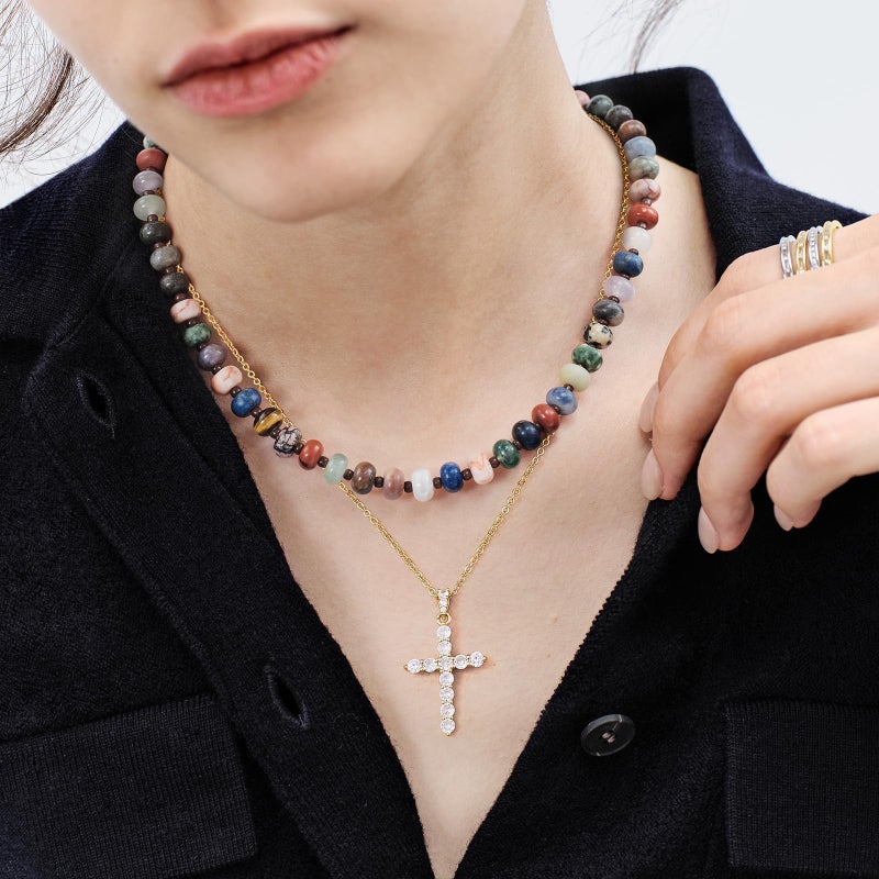 KissYan Beaded Necklaces for Women, Gemstone Bead Boho Choker, Natural Stone Handmade Fashion Autumn Winter Jewelry Gifts Silent Jungle - Image 4