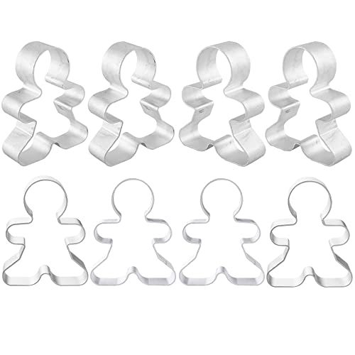 Saktopdeco 8 Counts Gingerbread Metal Cookie Cutter Small Christmas Gingerbread Man Shaped Decorative Cookie Cutters Set - Image 1