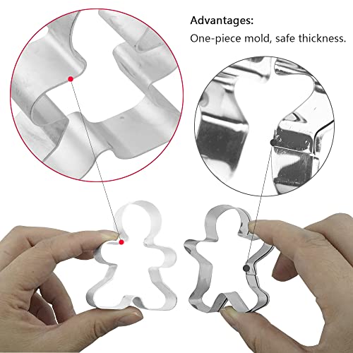 Saktopdeco 8 Counts Gingerbread Metal Cookie Cutter Small Christmas Gingerbread Man Shaped Decorative Cookie Cutters Set - Image 5