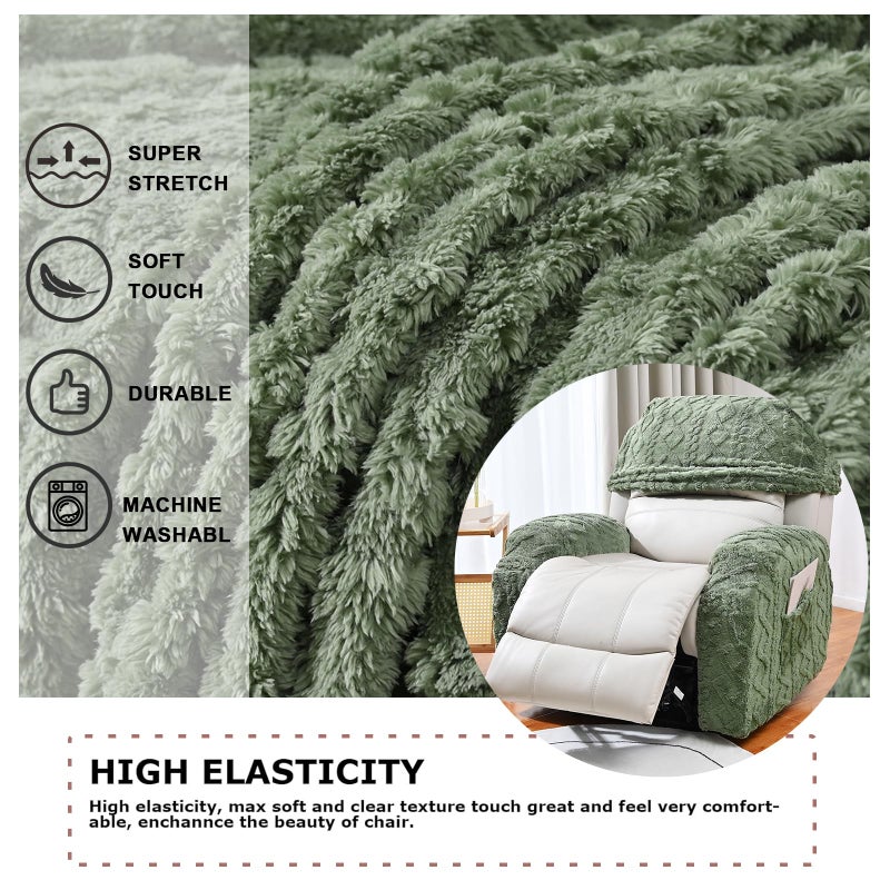 Eco-Ancheng Recliner Slipcovers 4-Pieces Recliner Chair Covers Lazy Boy Chair Covers Stretch Recliner Couch Covers Fitted Non Slip Reclining Slipcovers Furniture Protector for Recliner with Pocket,t30 - Image 2