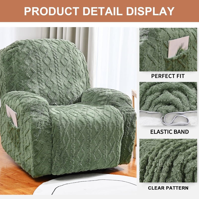 Eco-Ancheng Recliner Slipcovers 4-Pieces Recliner Chair Covers Lazy Boy Chair Covers Stretch Recliner Couch Covers Fitted Non Slip Reclining Slipcovers Furniture Protector for Recliner with Pocket,t30 - Image 3