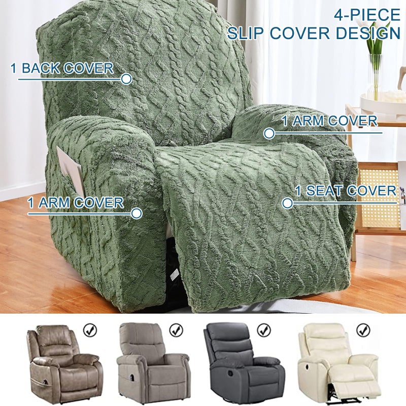 Eco-Ancheng Recliner Slipcovers 4-Pieces Recliner Chair Covers Lazy Boy Chair Covers Stretch Recliner Couch Covers Fitted Non Slip Reclining Slipcovers Furniture Protector for Recliner with Pocket,t30 - Image 4