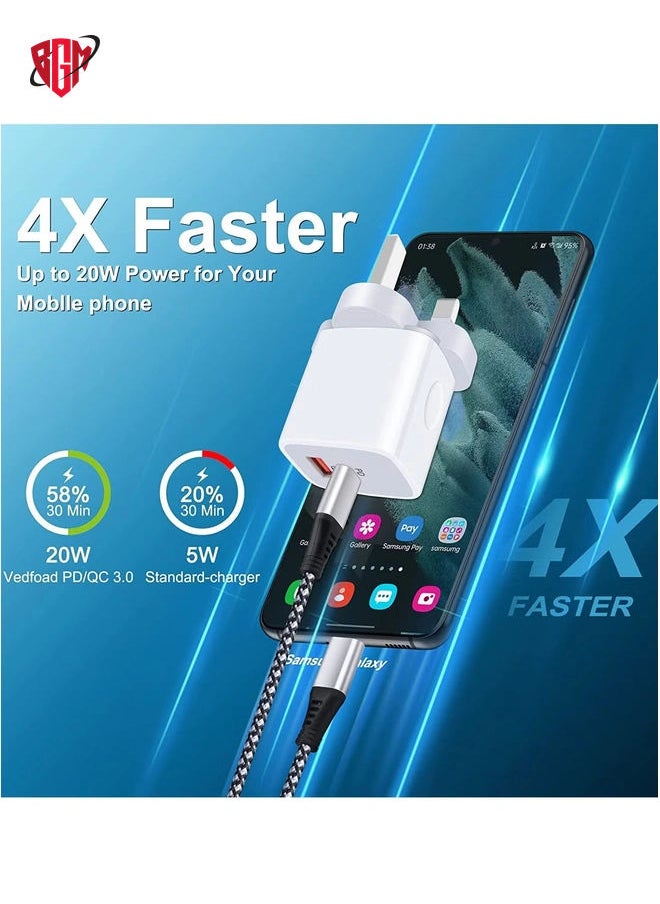 BGM - Galaxy A13/A12/A23/A52s/A32/A33/A22/Z Fold 4/Z Flip 4 USB C Charger Plug,20W Dual Ports PD & QC 3.0 Mains Wall Charger Plug,Type C Plug Fast Charging Power Adapter With Samsung Galaxy A13,iPhone12/13 - Image 1