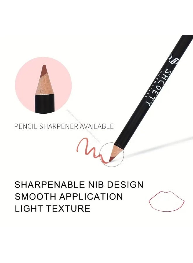 SHCOETY 12pcs Matte Waterproof Lip Liner Pencils, Long-Lasting Non-Stick, Diverse Shades - Image 2