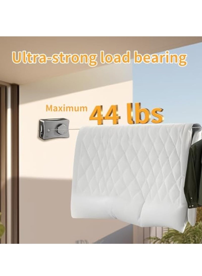 Retractable Clothesline Outdoor, Wall Mounted Drying Rack Clothesline Indoor, 16.7 Ft Stainless Steel Wire Single Clothes Lines, Hanging Clothes line for Balcony, Bathroom, Courtyards, Laundry Rooms（Gunmetal Gray） - Image 4