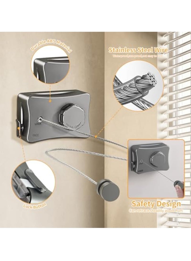 Retractable Clothesline Outdoor, Wall Mounted Drying Rack Clothesline Indoor, 16.7 Ft Stainless Steel Wire Single Clothes Lines, Hanging Clothes line for Balcony, Bathroom, Courtyards, Laundry Rooms（Gunmetal Gray） - Image 5