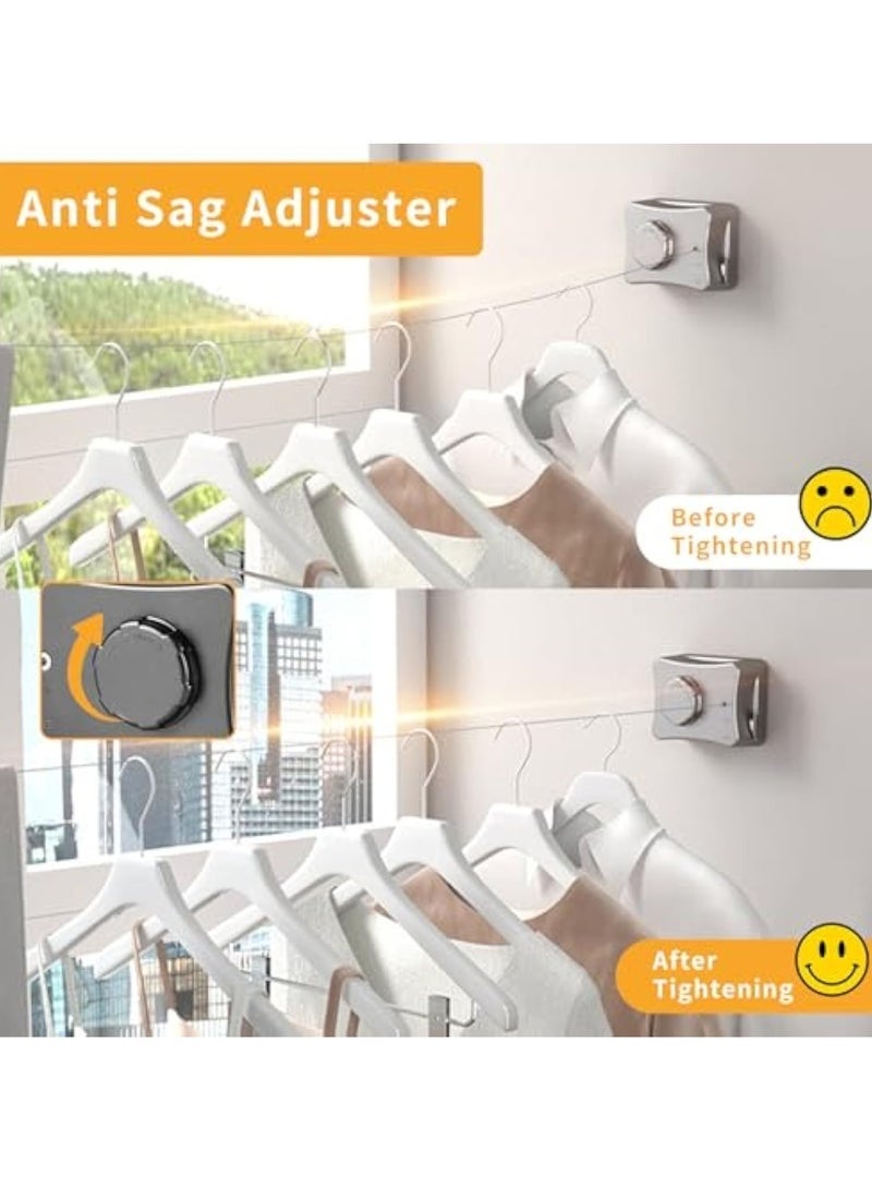 Retractable Clothesline Outdoor, Wall Mounted Drying Rack Clothesline Indoor, 16.7 Ft Stainless Steel Wire Single Clothes Lines, Hanging Clothes line for Balcony, Bathroom, Courtyards, Laundry Rooms（Gunmetal Gray） - Image 3