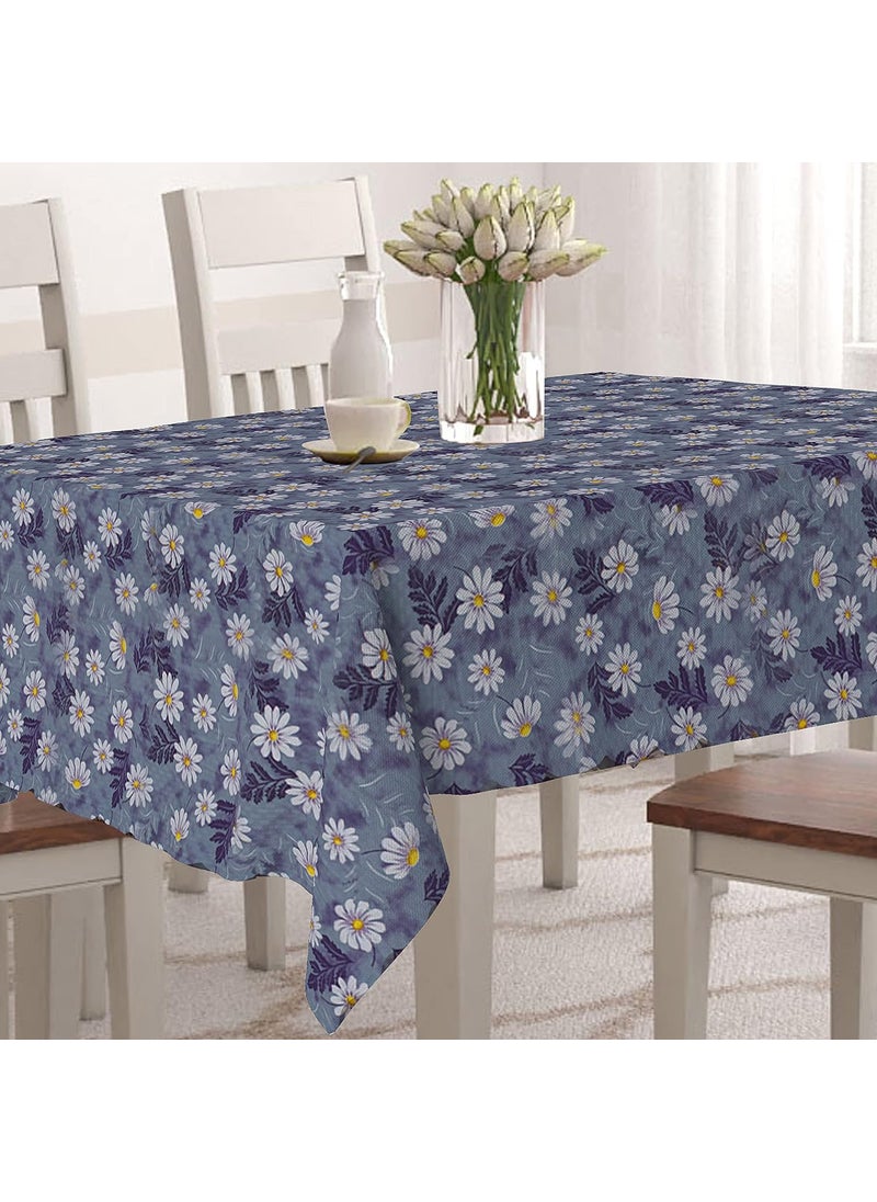 craft city CRAFT CITY Blue Flower Print Center & Dining Table Cover for 2 to 6 Seater Table Cloth/Water and dust with Oil-Proof PVC Rectangular Shape (40x54 inch)  - Image 1