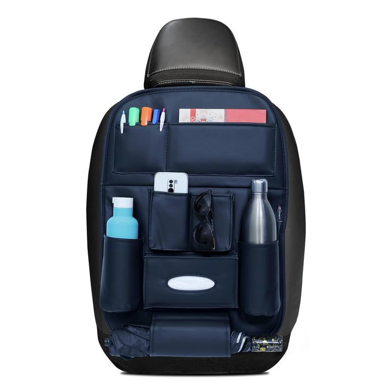 Neodrift 'Seat Master Lite' Premium 7D Car Seat Organizer, Universal Fit, Multi-Pocket Storage for Bottles, Documents, Mobile, Keys, Tissues (Color: Black) (Set of 1) - Image 1