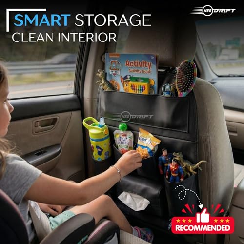 Neodrift 'Seat Master Lite' Premium 7D Car Seat Organizer, Universal Fit, Multi-Pocket Storage for Bottles, Documents, Mobile, Keys, Tissues (Color: Black) (Set of 1) - Image 4