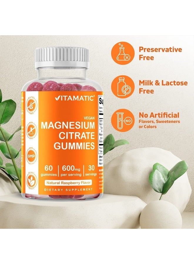 Vitamatic جواهر المغنيسيوم سترات 600 ملغ لكل حصة - 60 جواهر نباتية - تعزز الاسترخاء الصحي، ودعم العضلات، والعظام، والطاقة (60 جواهر (عبوة من 2)) - Image 3