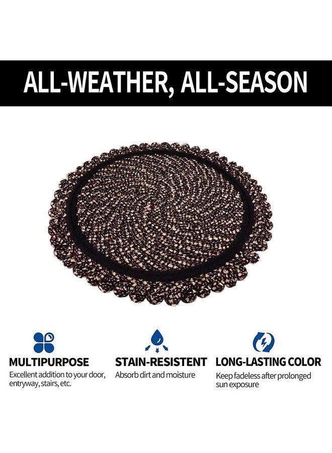 Kuber Industries Round Shape Feather Door Mat - Cotton Reversible for Kitchen and Home - 20 Inch Large - Pack of 2 - Brown - Image 4