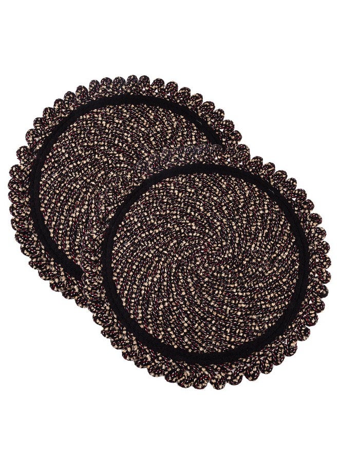 Kuber Industries Round Shape Feather Door Mat - Cotton Reversible for Kitchen and Home - 20 Inch Large - Pack of 2 - Brown - Image 1