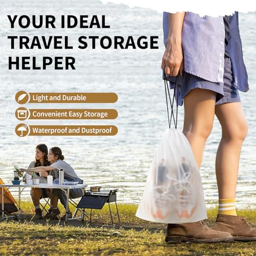 Coidea 20 Pack Shoe Bags for Travel, 15.7" x 11.8" Clear Travel Shoe Bags for Packing, Large Waterproof Portable Drawstring Travel Shoe Storage Bag Travel Essentials Women for and Men - Image 3