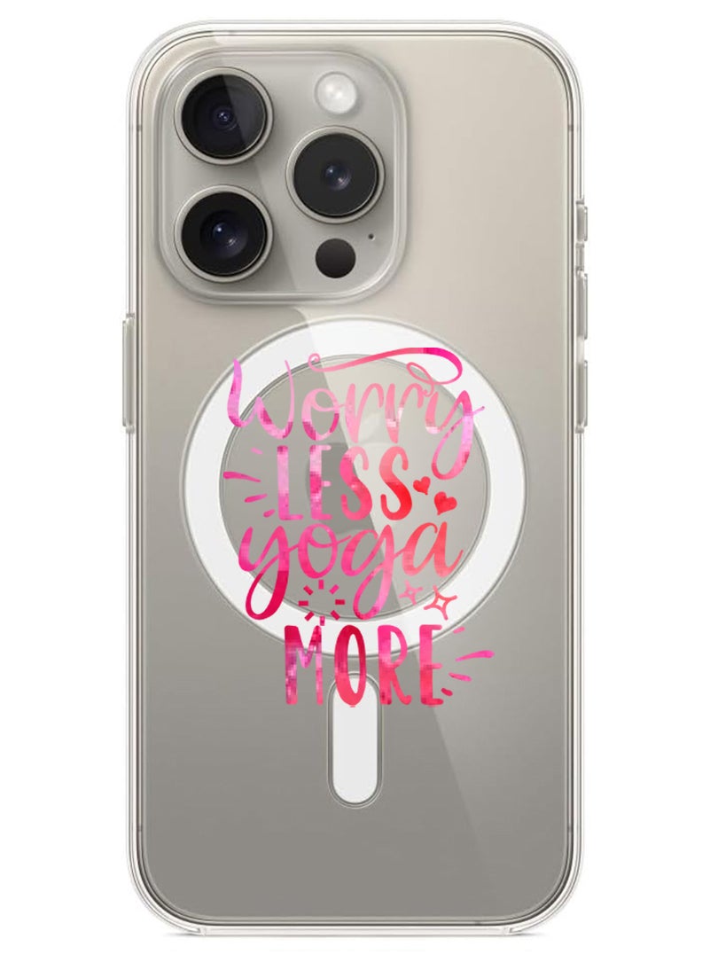 Theodor Magnetic Case for iPhone 15 Pro Max 6.7-inch Compatible with MagSafe Wireless Charging, Shockproof Phone Bumper Cover Worry less Yoga more copy  - Image 1