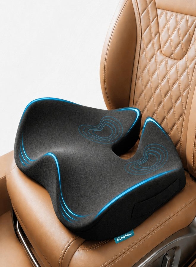 SitCushion Car Seat Cushion for Long Driving - X Large Memory Foam Seat Cushion for Sciatica & Tailbone Pain Relief, Orthopedic Coccyx Cushion with Non-Slip Bottom, Back Pillow for Car, Truck (Gray) - Image 1