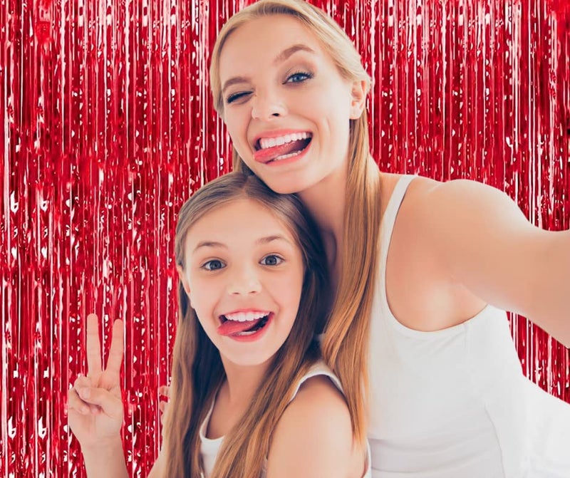 Flyloons Red Foil Curtains for Birthday Decoration Items Pack of 2 Backdrop Baby Shower Anniversary, Marriage, Bachelorette Party Celebration Theme… - Image 5