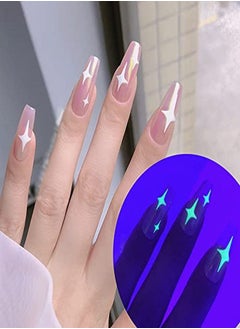 VERONNI Luminous Nail Art Stickers, 6 Sheets Glow In The Dark 3D Nail Decals For Nail Art Butterfly Flowers Designer Stickers Self-Adhesive Nails Art  - Image 4