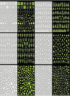 VERONNI Luminous Nail Art Stickers, 6 Sheets Glow In The Dark 3D Nail Decals For Nail Art Butterfly Flowers Designer Stickers Self-Adhesive Nails Art  - Image 3