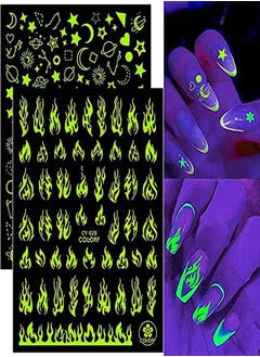 VERONNI Luminous Nail Art Stickers, 6 Sheets Glow In The Dark 3D Nail Decals For Nail Art Butterfly Flowers Designer Stickers Self-Adhesive Nails Art  - Image 2