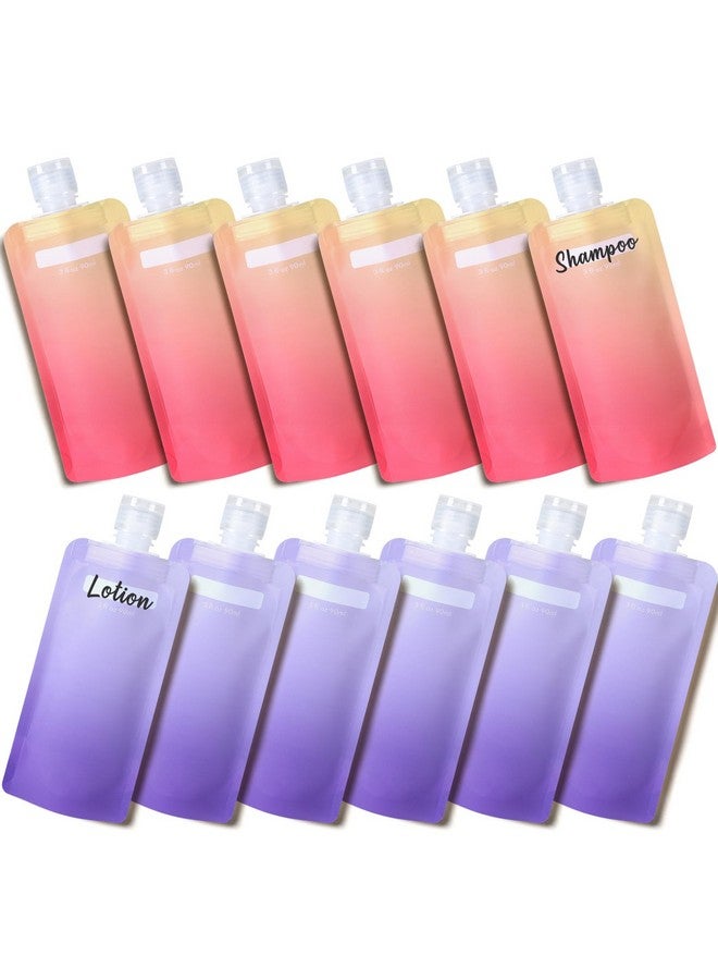 Packism Travel Pouches For Toiletries - 12 Pack Leak Proof 3Oz Tsa Approved Travel Size Containers, Stand Up, Slim & Lightweight Design, Take Up Less Space, Pack More Liquids - Image 1