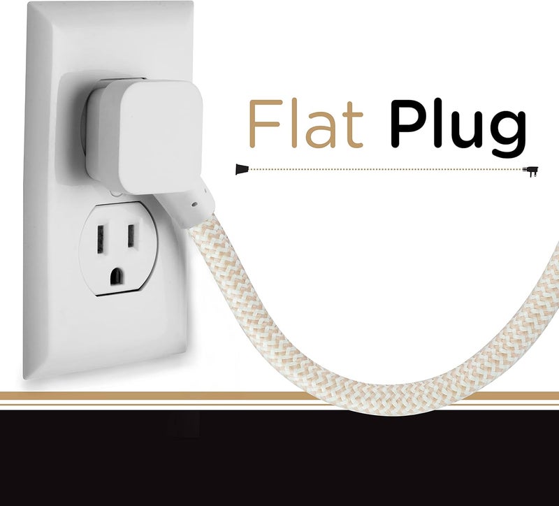 Cordinate 3 Outlet Power Strip Surge Protector Indoor Extension Cord 16 Gauge 245 Joules 10 Ft 3 Prong Braided Extension Cords Flat Extension Cord ETL Listed Brown 37916 - Image 5