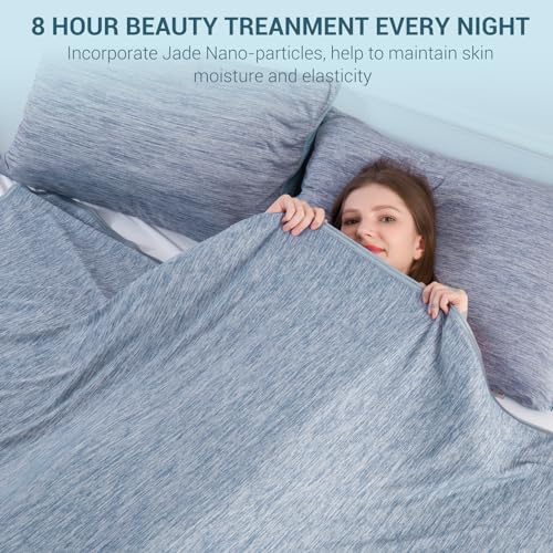 Elegear Revolutionary Cooling Blanket King Absorbs Heat to Keep Body Cool for Night Sweats, Arc-Chill 3.0 Cool Fiber Q-Max>0.5 for Hot Sleepers, Lightweight Summer Cold Blankets for Sleeping, Blue - Image 5