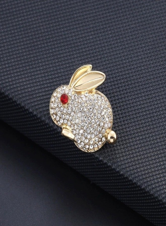 WCRAZYE Rhinestone Rabbit Animal Brooch Pin for Women for Sparkly Crystal Animal Bunny Brooches Lapel Pins for Suit Dress Clothing Hat Bag Fashion Jewelry (Gold) - Image 4