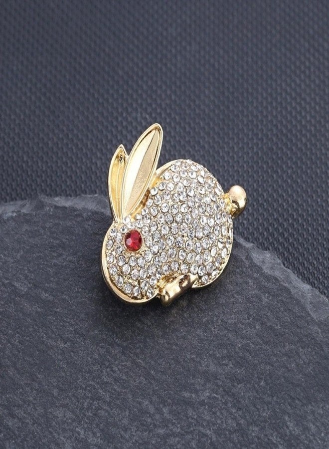 WCRAZYE Rhinestone Rabbit Animal Brooch Pin for Women for Sparkly Crystal Animal Bunny Brooches Lapel Pins for Suit Dress Clothing Hat Bag Fashion Jewelry (Gold) - Image 5