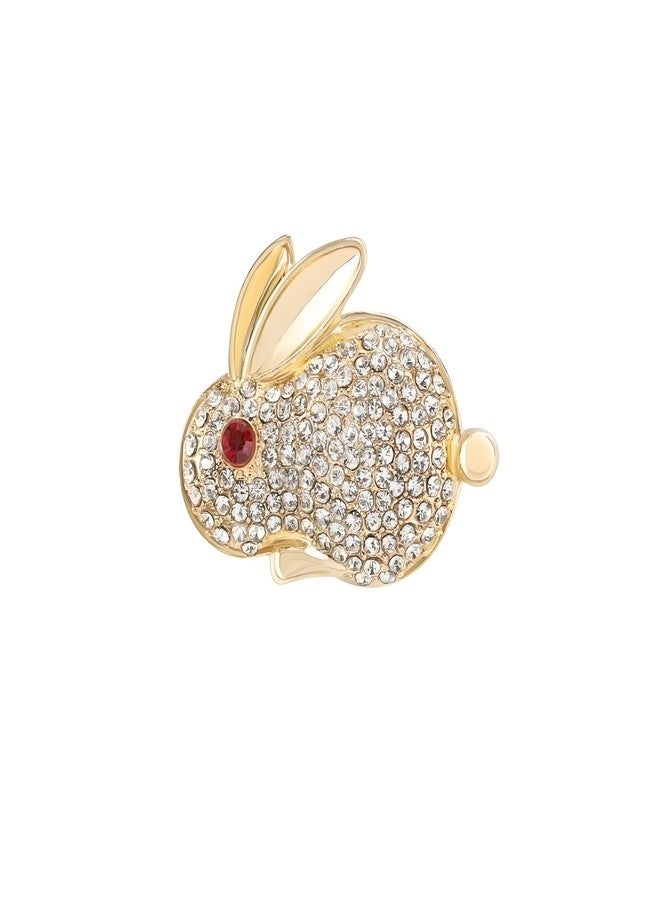 WCRAZYE Rhinestone Rabbit Animal Brooch Pin for Women for Sparkly Crystal Animal Bunny Brooches Lapel Pins for Suit Dress Clothing Hat Bag Fashion Jewelry (Gold) - Image 1
