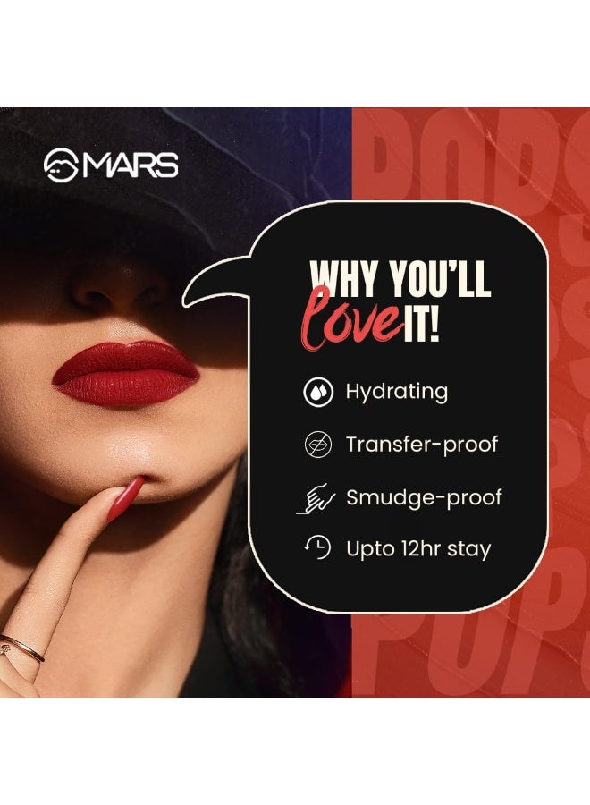 MARS Popstar Non-Drying Liquid Mousse Lipstick for Women with Matte Finish | Lightweight and Non-Sticky Formula | Up to 12 Hour Long Lasting | Transferproof & Waterproof (6.0ml) (03-Chorus Girl) - Image 3