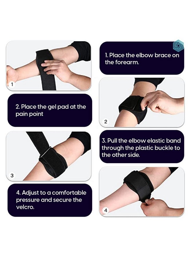 Boldfit Neoprene Tennis Elbow Support for gym with Strap - Elbow band for pain relief in Bursitis, Tendonitis Support Strap Elbow wraps, workout, Tennis, Badminton, Running - Free Size - Black - Image 4