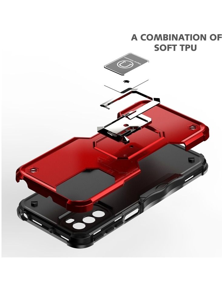 Green Tiger For Motorola Moto G31 / G41 Non-slip Shockproof Armor Phone Case with Ring Holder(Red) - Image 2