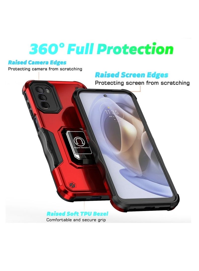 Green Tiger For Motorola Moto G31 / G41 Non-slip Shockproof Armor Phone Case with Ring Holder(Red) - Image 3