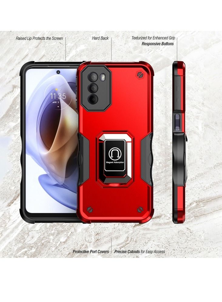 Green Tiger For Motorola Moto G31 / G41 Non-slip Shockproof Armor Phone Case with Ring Holder(Red) - Image 4