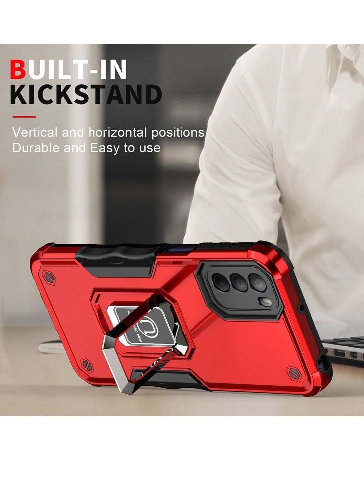 Green Tiger For Motorola Moto G31 / G41 Non-slip Shockproof Armor Phone Case with Ring Holder(Red) - Image 5