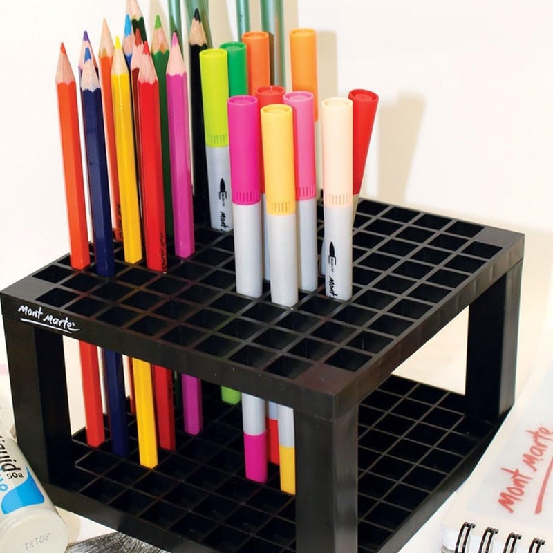 96Hole PVC Storage Box with Sealed Base Easy Installation Grid Organizer Grey  - Image 1