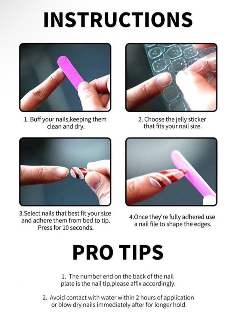 اظافر تركيب ذات الشكل التابوتي بلون بطيخ وردي تدرجية 24 قطعة - Image 5