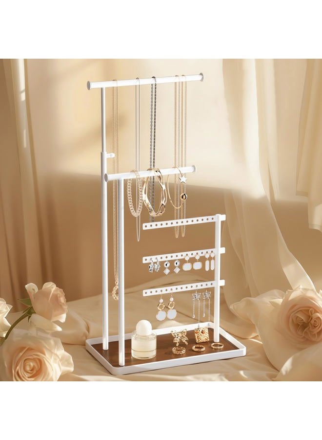 susswiff Jewelry Holder Organizer Stand - Adjustable Tall 17.5" (Max), Sturdy Jewelry Hanger for Necklaces, Earrings, Bracelets, Rings, Jewlery Display and Storage, White, Metal - Image 3