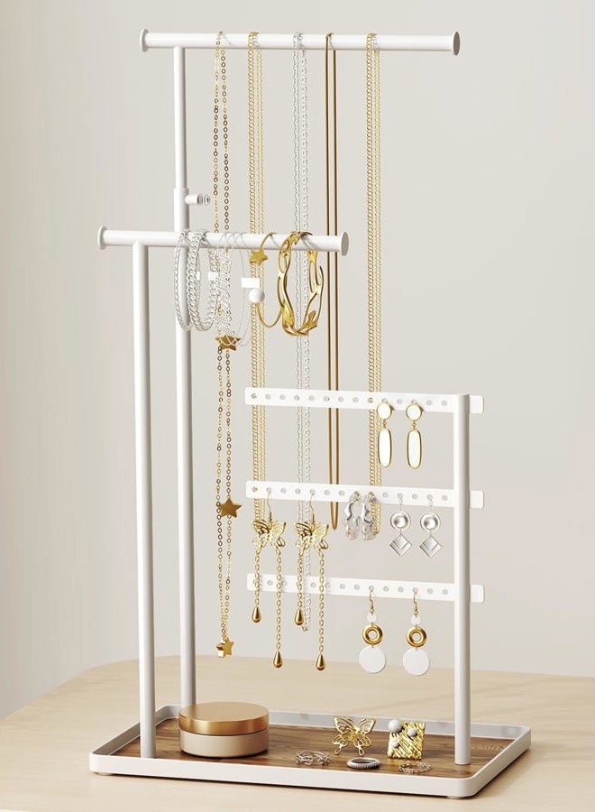 susswiff Jewelry Holder Organizer Stand - Adjustable Tall 17.5" (Max), Sturdy Jewelry Hanger for Necklaces, Earrings, Bracelets, Rings, Jewlery Display and Storage, White, Metal - Image 1