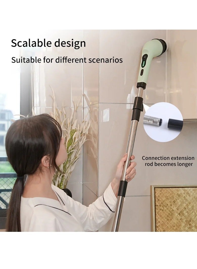 AROAQ Electric Spin Scrubber, Cordless Electric Cleaning Brush With 3 Replaceable Brush Heads, Digital Display Stable Speed Power Scrubber, Power Cleaning Brush For Bathroom Floor Tile Car, (White 9 Heads)  - Image 2