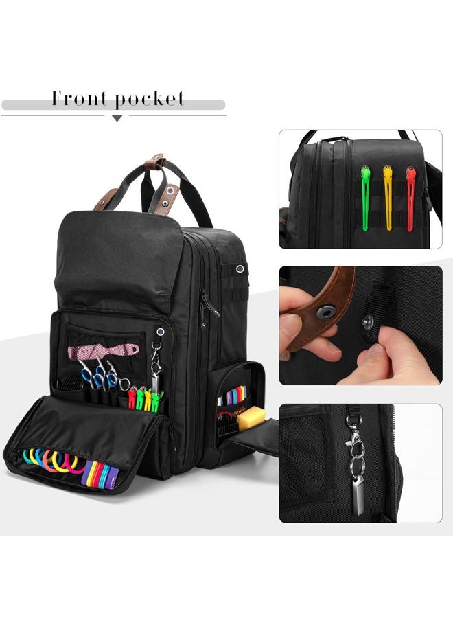 BAFASO Large Capacity Barber Case, Travel Hairdresser Bag Holds Various Hair Cutting Tools (Bag Only), Black - Image 4