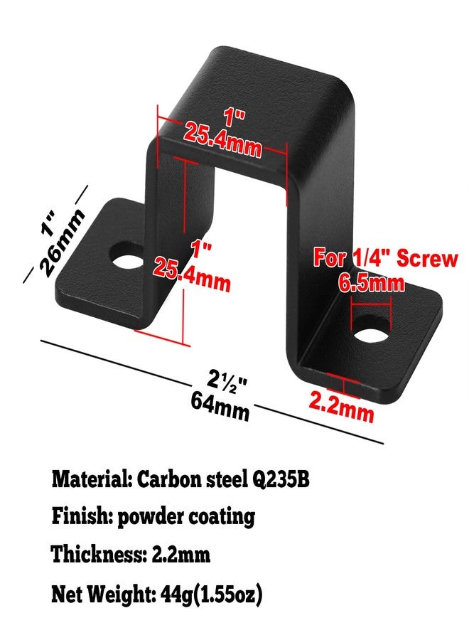 GBGS 20 Pcs Black Square Tube Strap Clamp for 1" x 1" Pipe, U Shape Pipe Clamp,3/32"Thick - Image 2