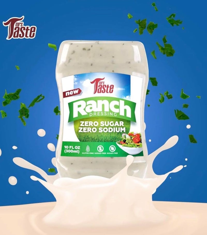 Mrs Taste Sugar Free Ranch Dressing - 10 FL OZ (300ml) - Zero Sugar, Zero Sodium, Keto & Paleo Friendly - Image 3