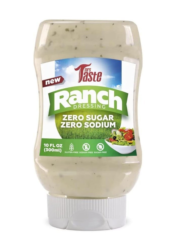 Mrs Taste Sugar Free Ranch Dressing - 10 FL OZ (300ml) - Zero Sugar, Zero Sodium, Keto & Paleo Friendly - Image 1